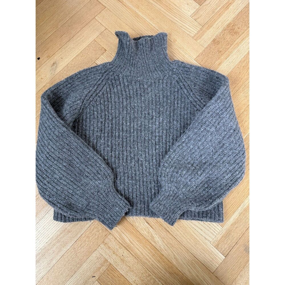 ANINE Bing - Grey Alpaca Blend Chunky Knit Mock Neck Sweater - sz.  XS